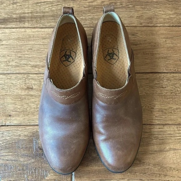 Ariat Brown Leather Paddock Clogs Booties Slip On Shoes Western Cowboy Size 8.5 - Picture 10 of 13